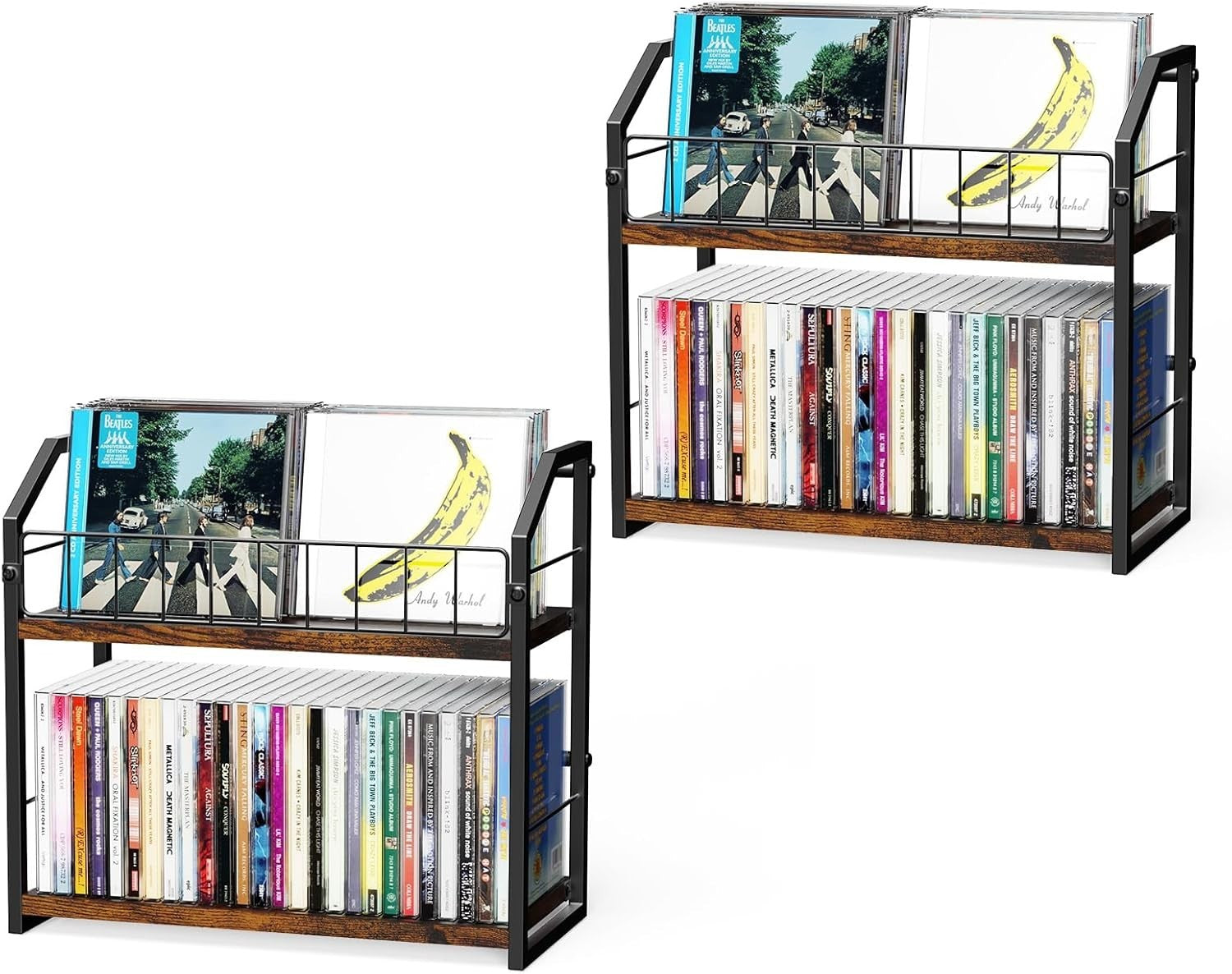 2 Tier CD Vinyl Record Storage Rack Desktop Organizer Holds 56 Discs