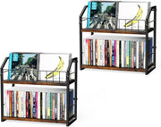 2 Tier CD Vinyl Record Storage Rack Desktop Organizer Holds 56 Discs