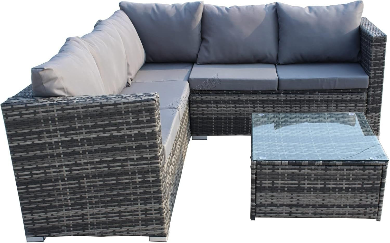 5 Seater Rattan Corner Sofa Set Outdoor Garden L Shape Patio Furniture Grey