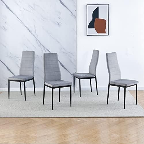 Square Glass Dining Table Set 4 Chairs Modern Space Saving Grey Flannel