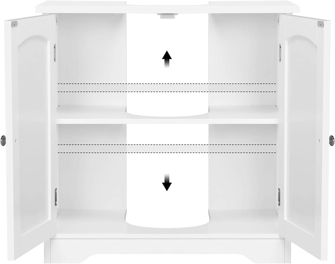White Under Sink Bathroom Cabinet 60x30x60cm Wooden Storage Cupboard Unit