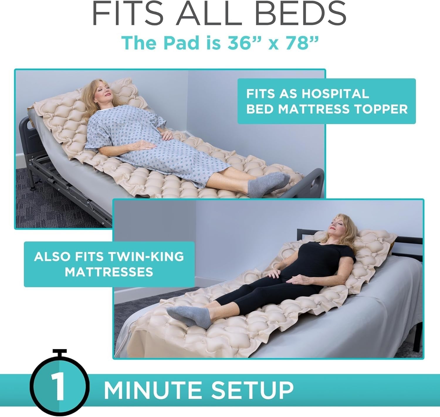 Alternating Pressure Mattress Air Bed for Bedsores – Electric Pump Included