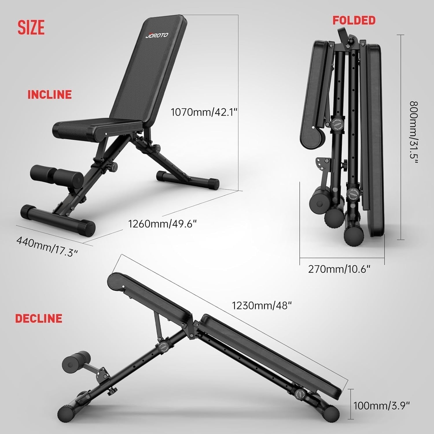 Multi-Angle Folding Workout Bench 700lb Capacity Fast Lock Home Gym