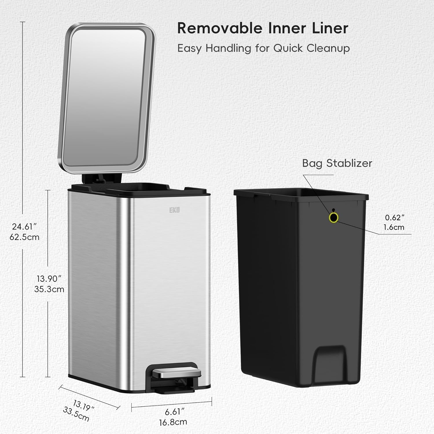 10L Slim Stainless Steel Pedal Bin – Fingerprint-Resistant Trash Can