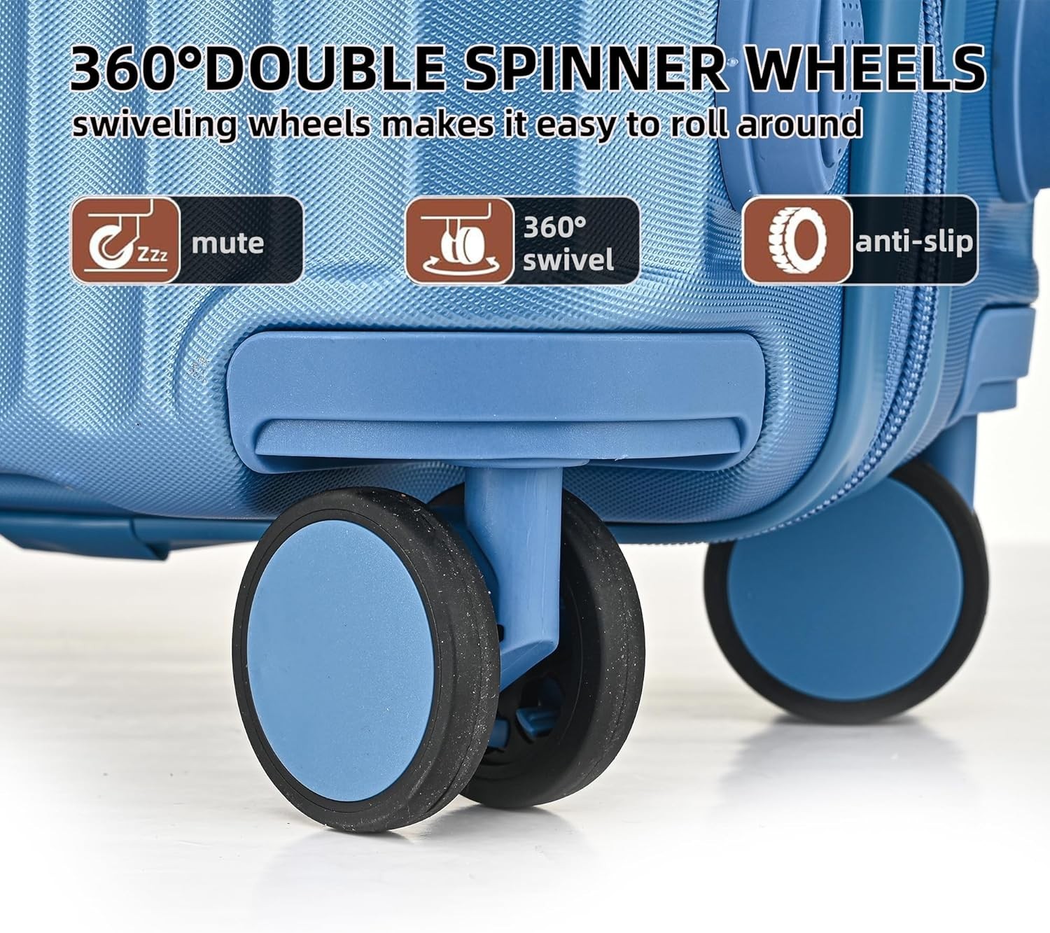 24 Inch Medium Hard Shell Suitcase PC ABS Lightweight Spinner Lock Blue