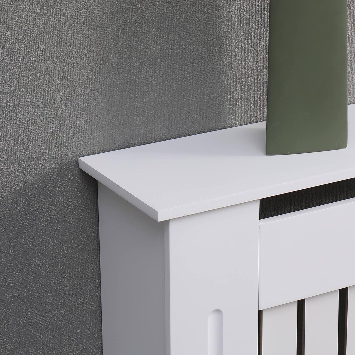 Medium White Radiator Cover | Modern MDF Vertical Slat Cabinet Elegant Design