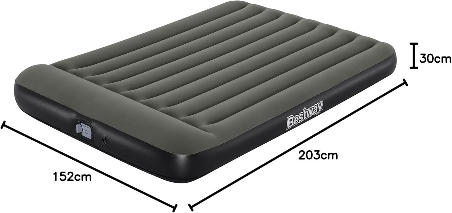 Air Bed Double XL Built-In Battery Pump Inflatable Mattress Queen Grey