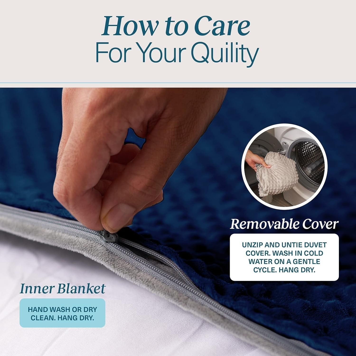 King Size 20 lbs Weighted Blanket 220x230 cm Navy for Stress Relief & Relaxation