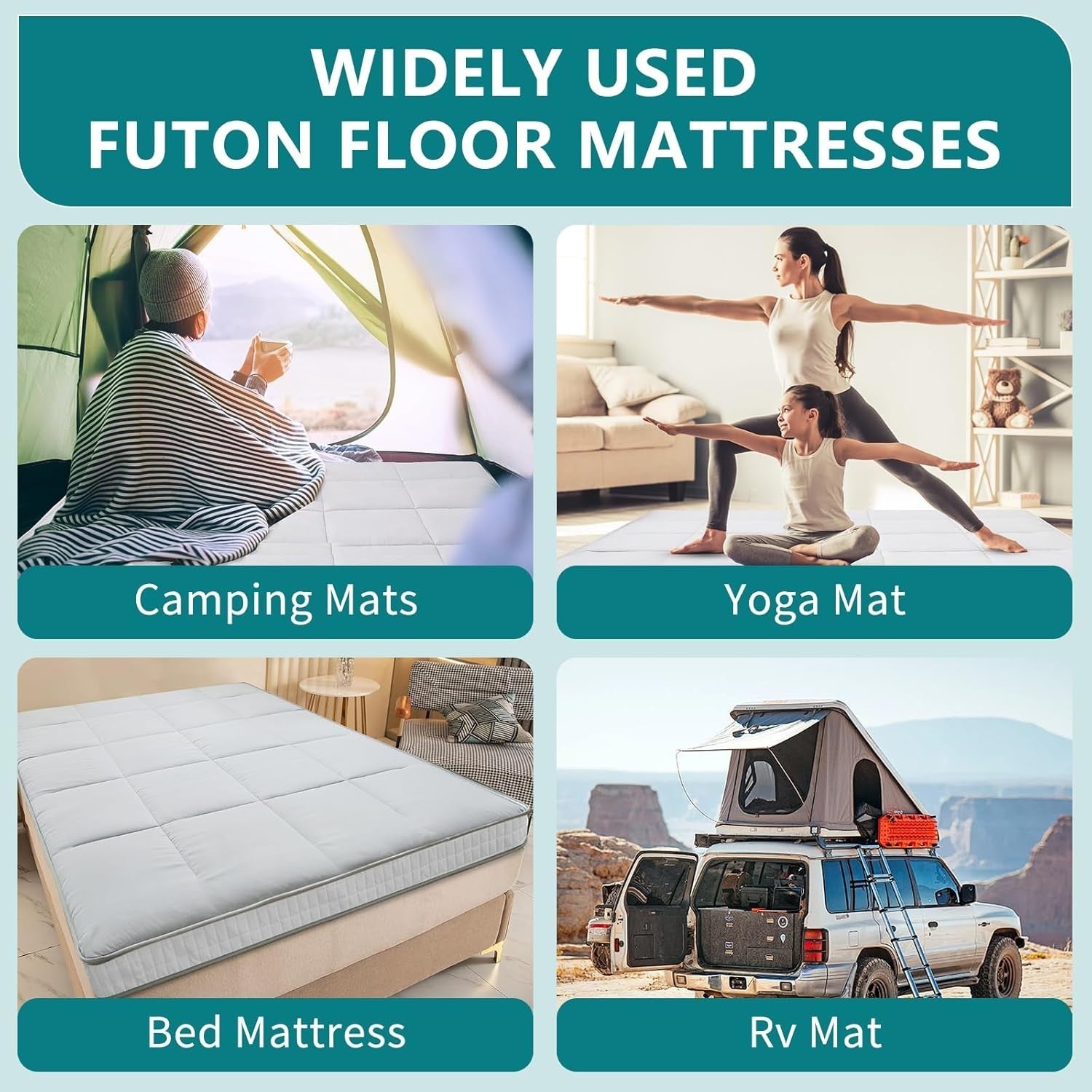 Foldable Memory Foam Double Grey Futon Mattress Floor Bed Roll Up Tatami