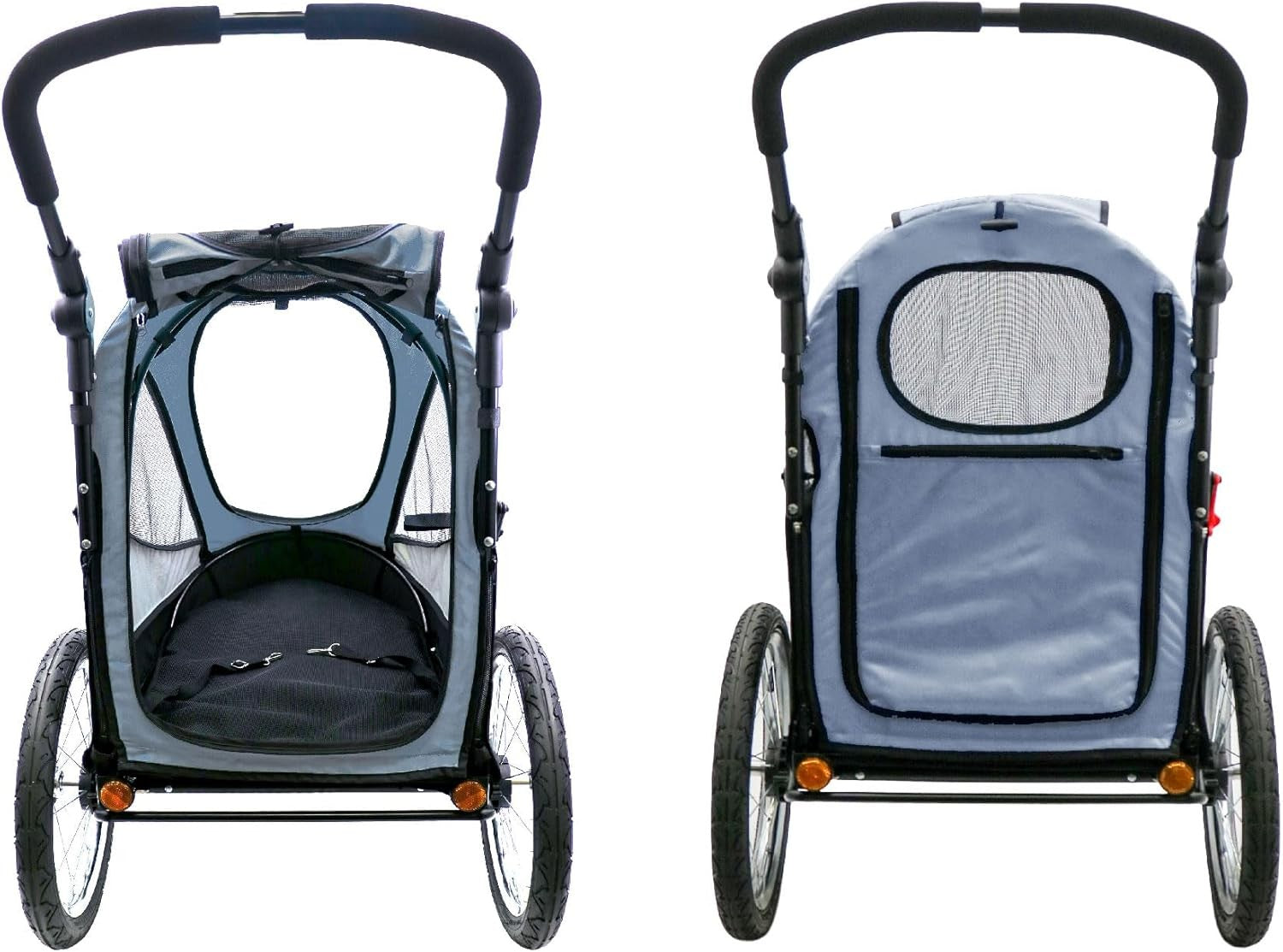Large Dog Stroller 3 Wheel Jogger Pet Pram Grey for Medium Large Dogs