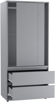 2-Door 2-Drawer Sliding Wardrobe with Adjustable Feet & Silent Doors, 180cm