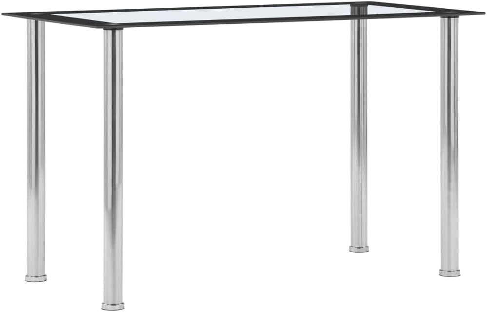 Rectangular Glass Dining Table 120x60cm Black Clear Steel Modern