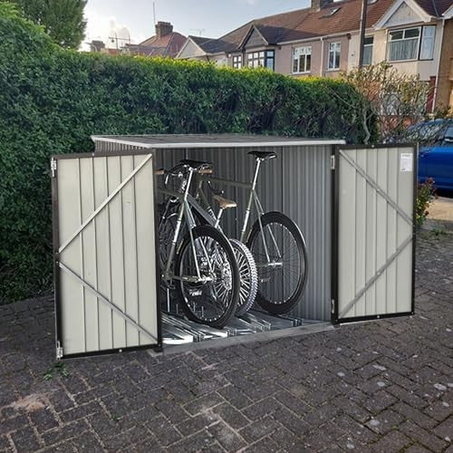 6.6x6.43FT Black Metal Garden Shed Lockable Tool & Bike Storage