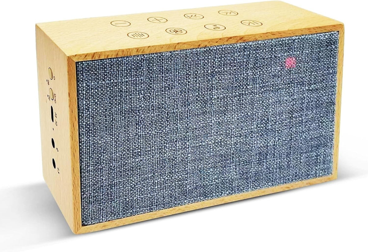 Wooden White Noise Machine – 37 Sounds, Dual Stereo, 24H Battery