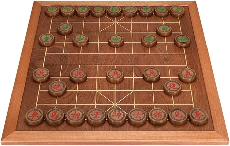 Ox Horn Wood Xiangqi Chinese Chess Set Large Wooden Strategy Board