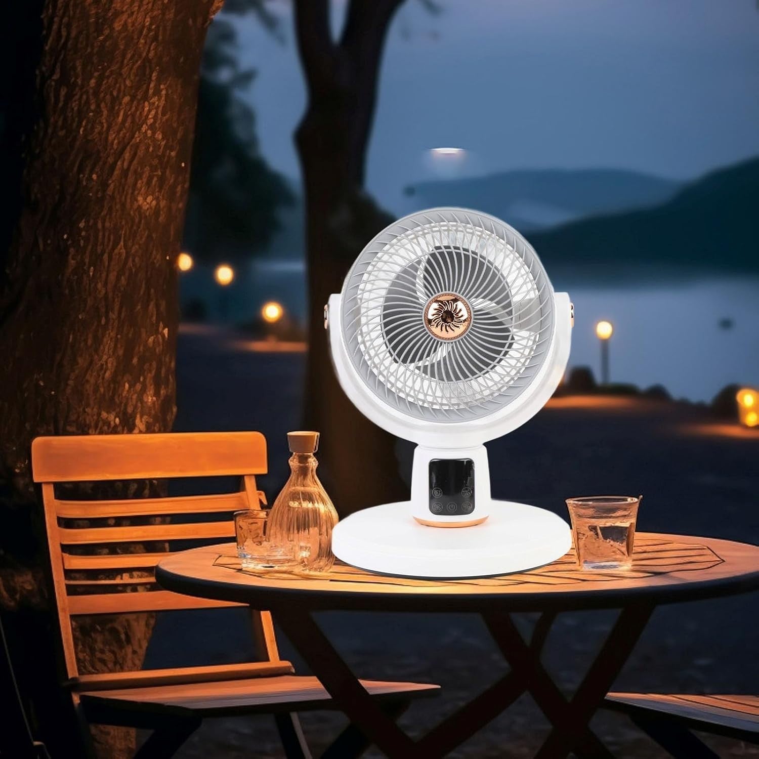 Oscillating White Standing Fan – 360° Air Circulation Remote Cooling for Bedroom