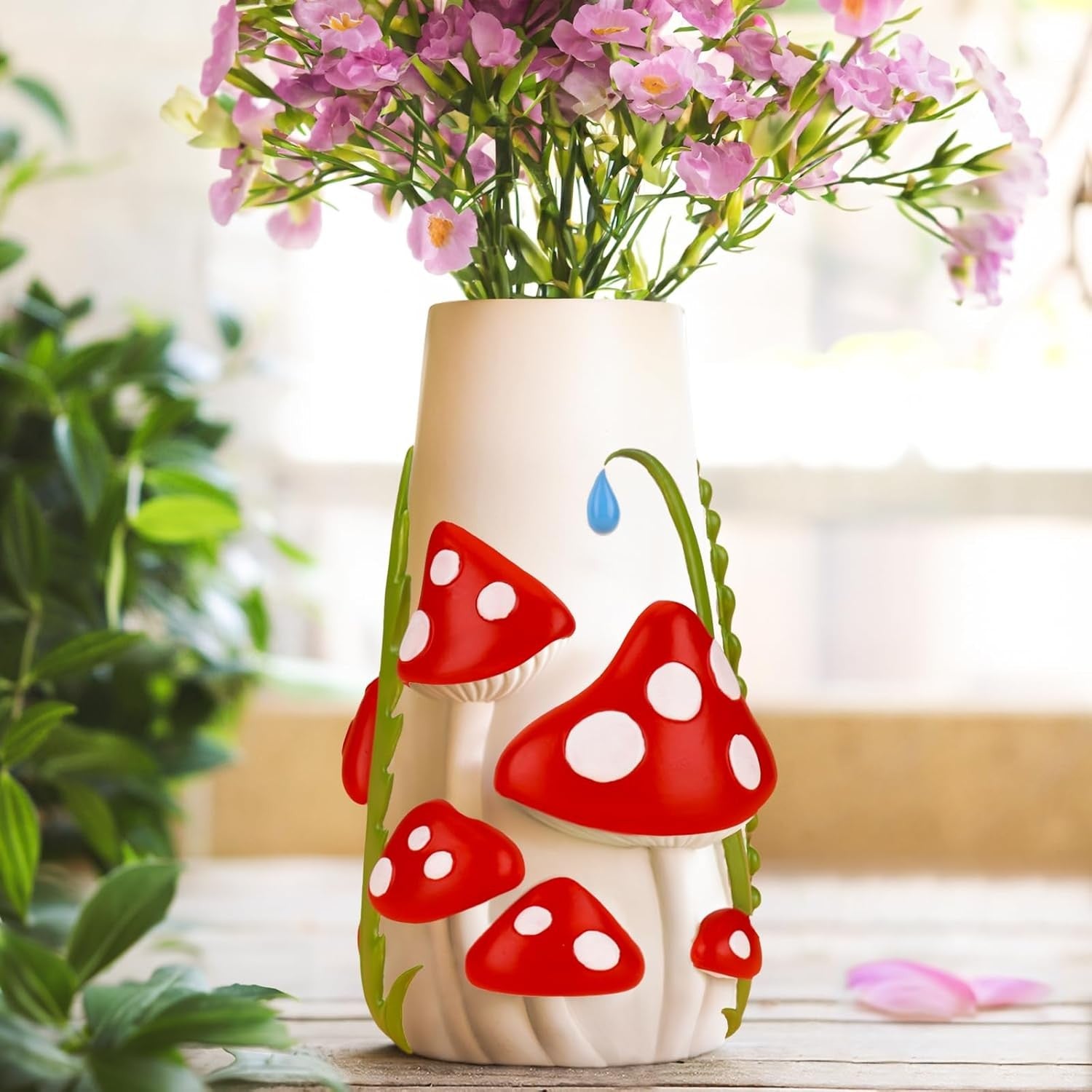 Colourful Mushroom Vase Funky Resin Flower Vase Cute Table Home Decor