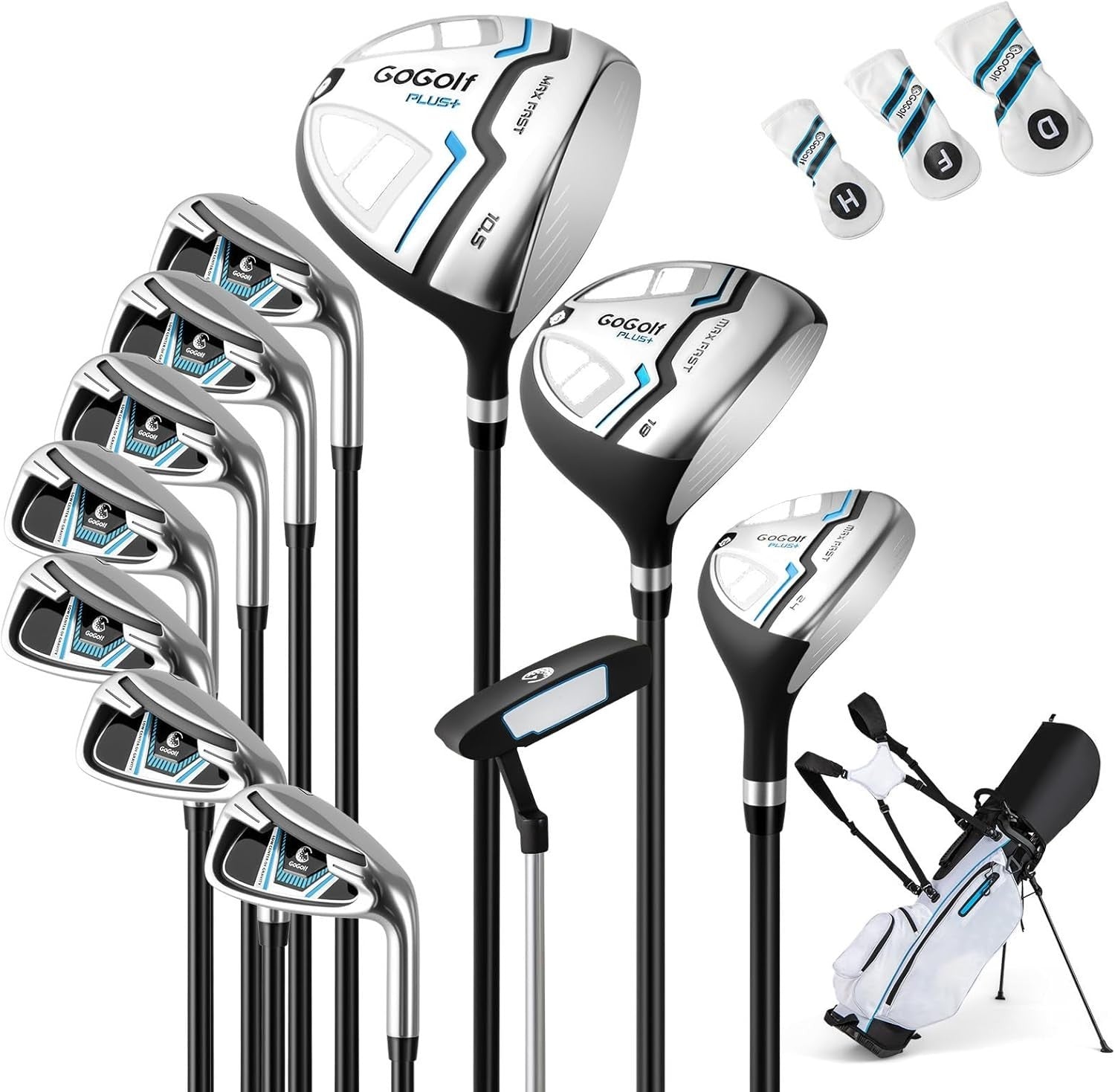Mens Right Hand Golf Club Set 12pc 460cc Driver Irons Hybrid Stand Bag