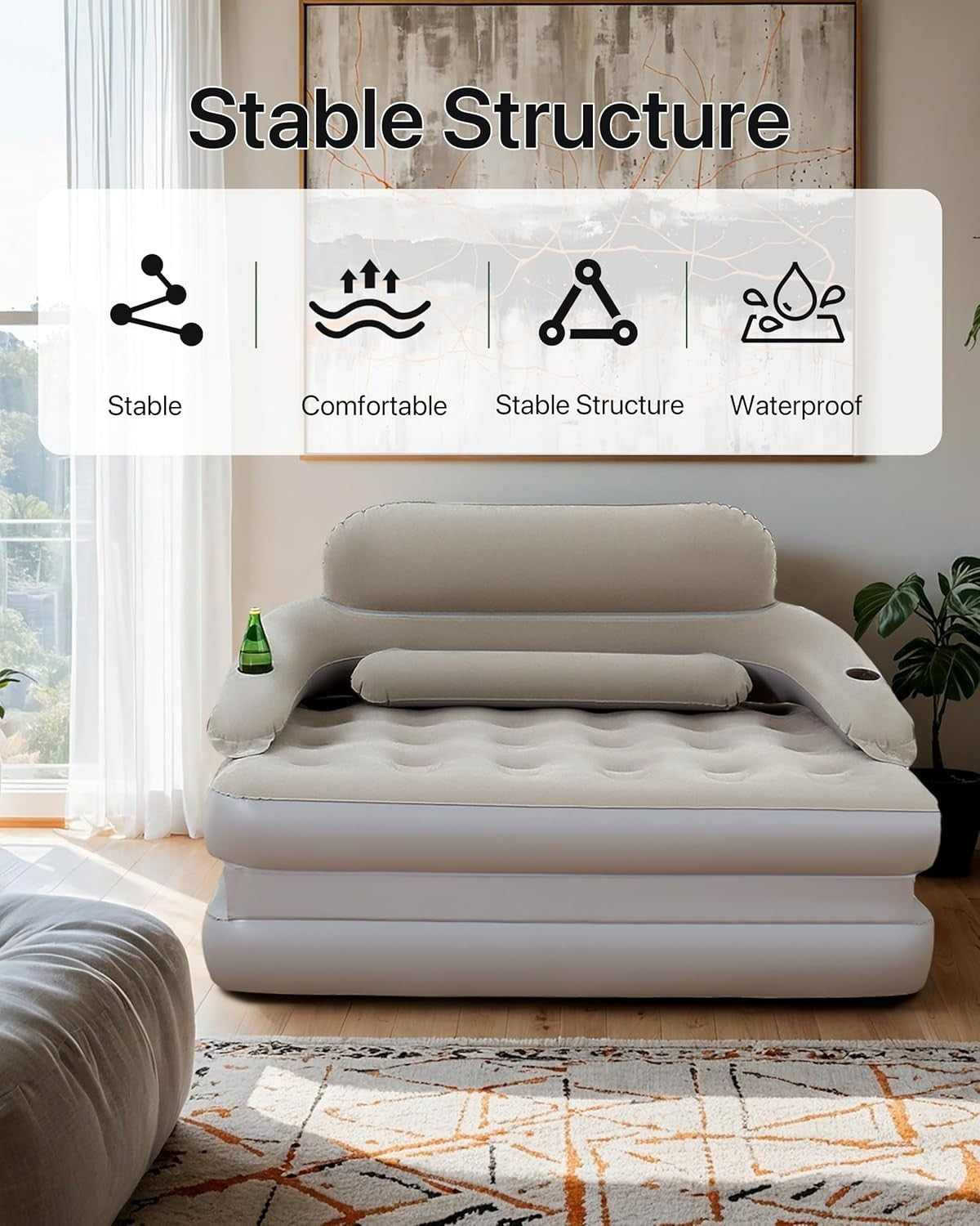 Inflatable Air Sofa Bed with Built-in Pump | Convertible Lounge Chair