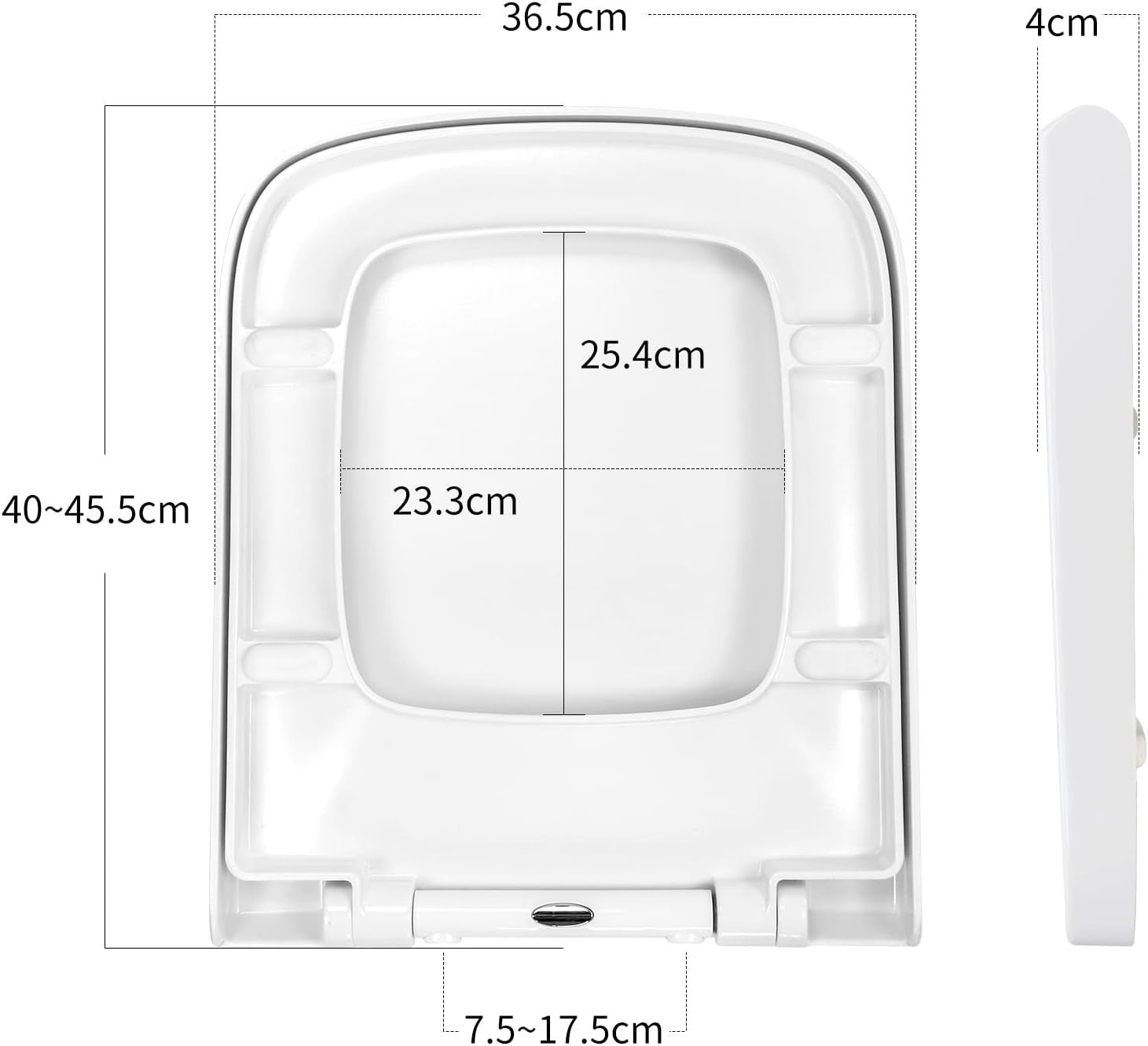 Square Soft Close Toilet Seat White Duroplast Quick Release Top Fix Easy Clean