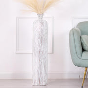Tall White Floor Vase 85cm Modern Textured Living Room Corner Decor