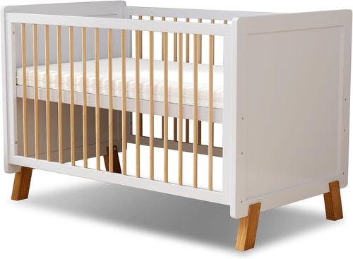 3in1 Wooden Baby Cot Bed with Mattress Convertible Crib Toddler Bed 120x60cm