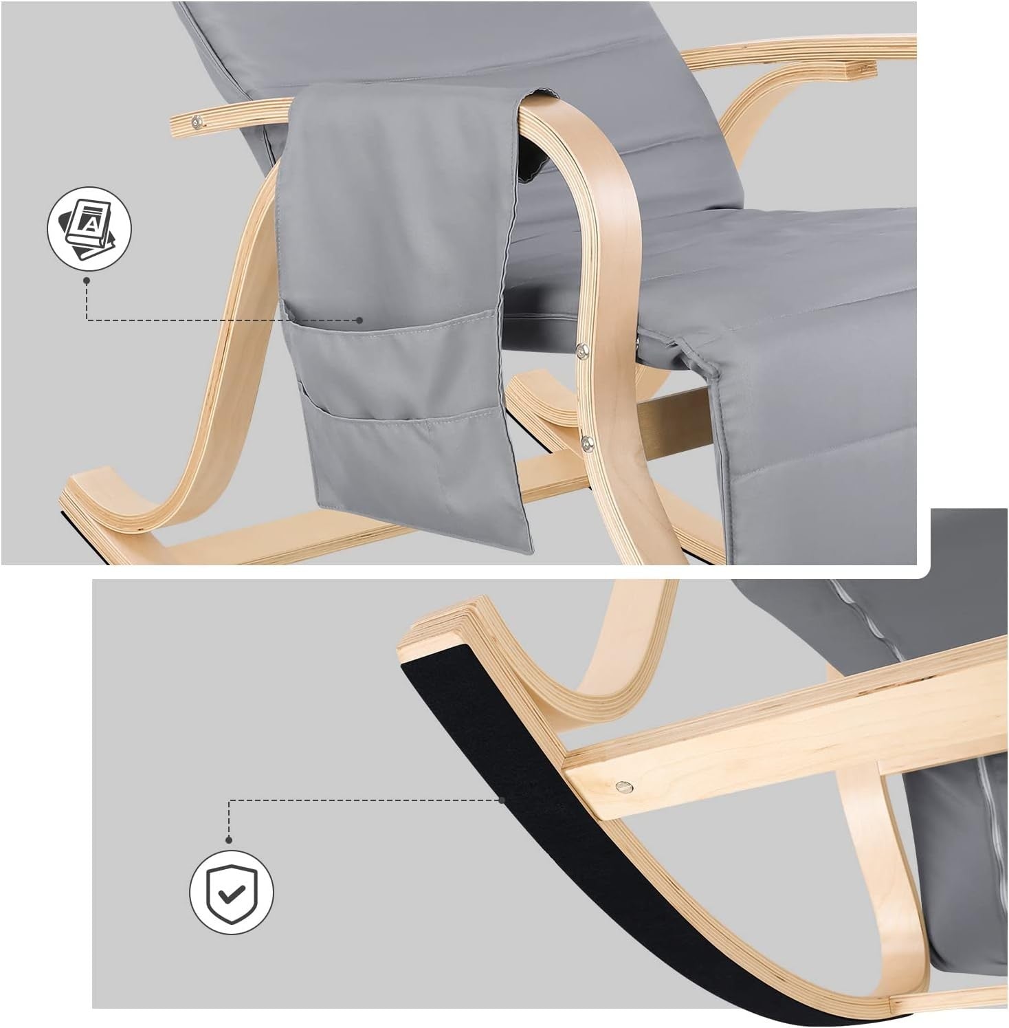 Adjustable Rocking Chair with Headrest & Footrest – Cozy Lounge & Relax Seat