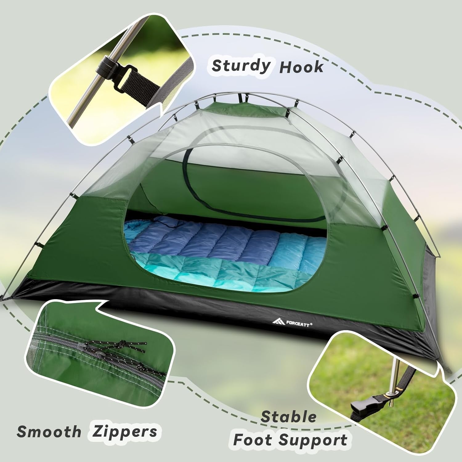 2 Man Camping Dome Tent PU3000mm Waterproof Lightweight