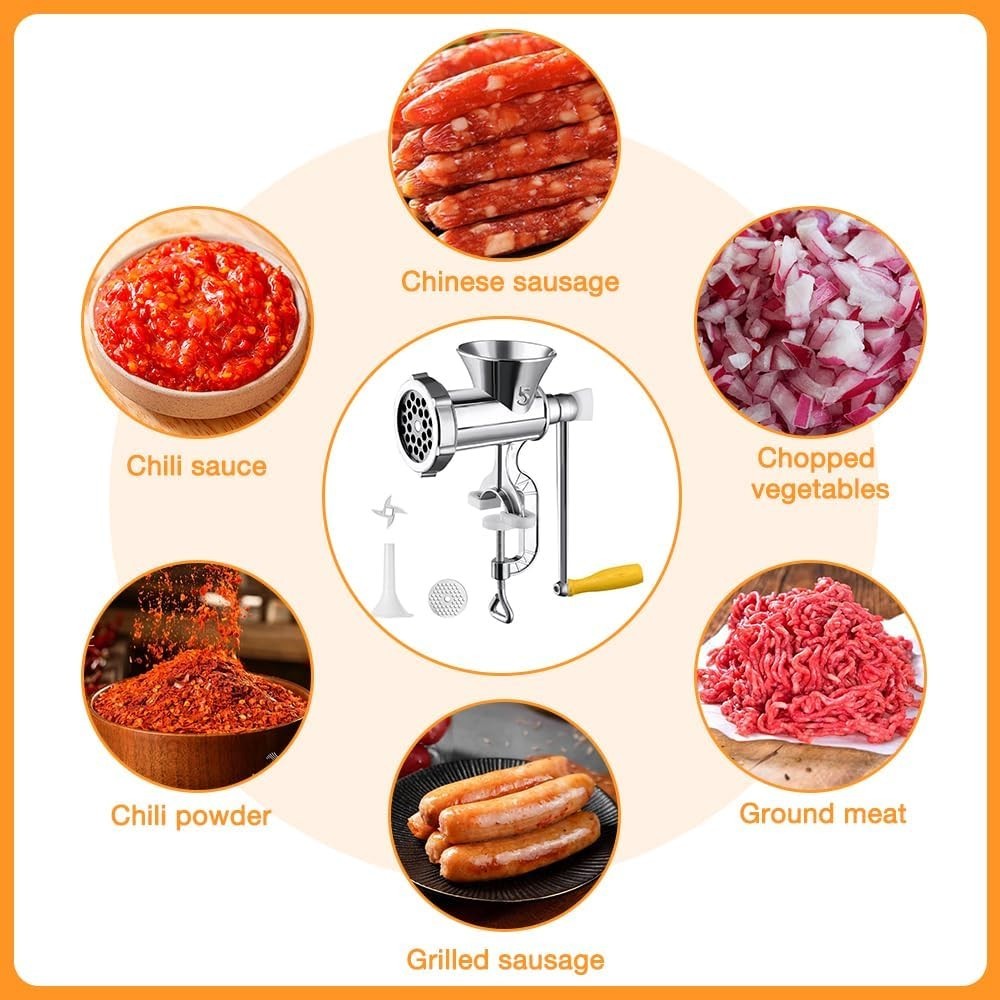 Manual Meat Grinder Mincer Sausage Maker Kitchen Food Processor Clamp
