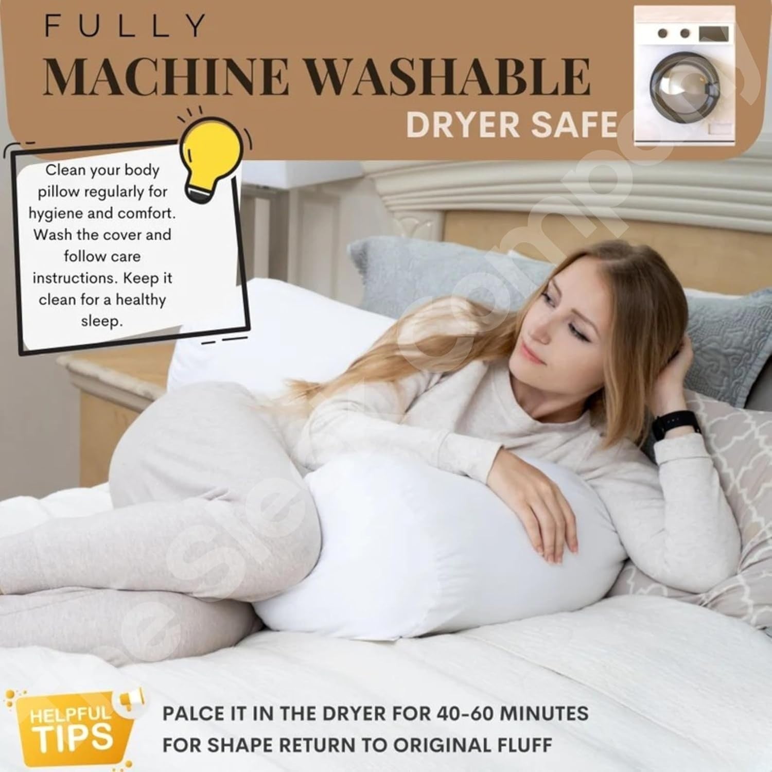 Luxury Full Body Pillow 145cm Long Supportive Pregnancy Sleep Cushion