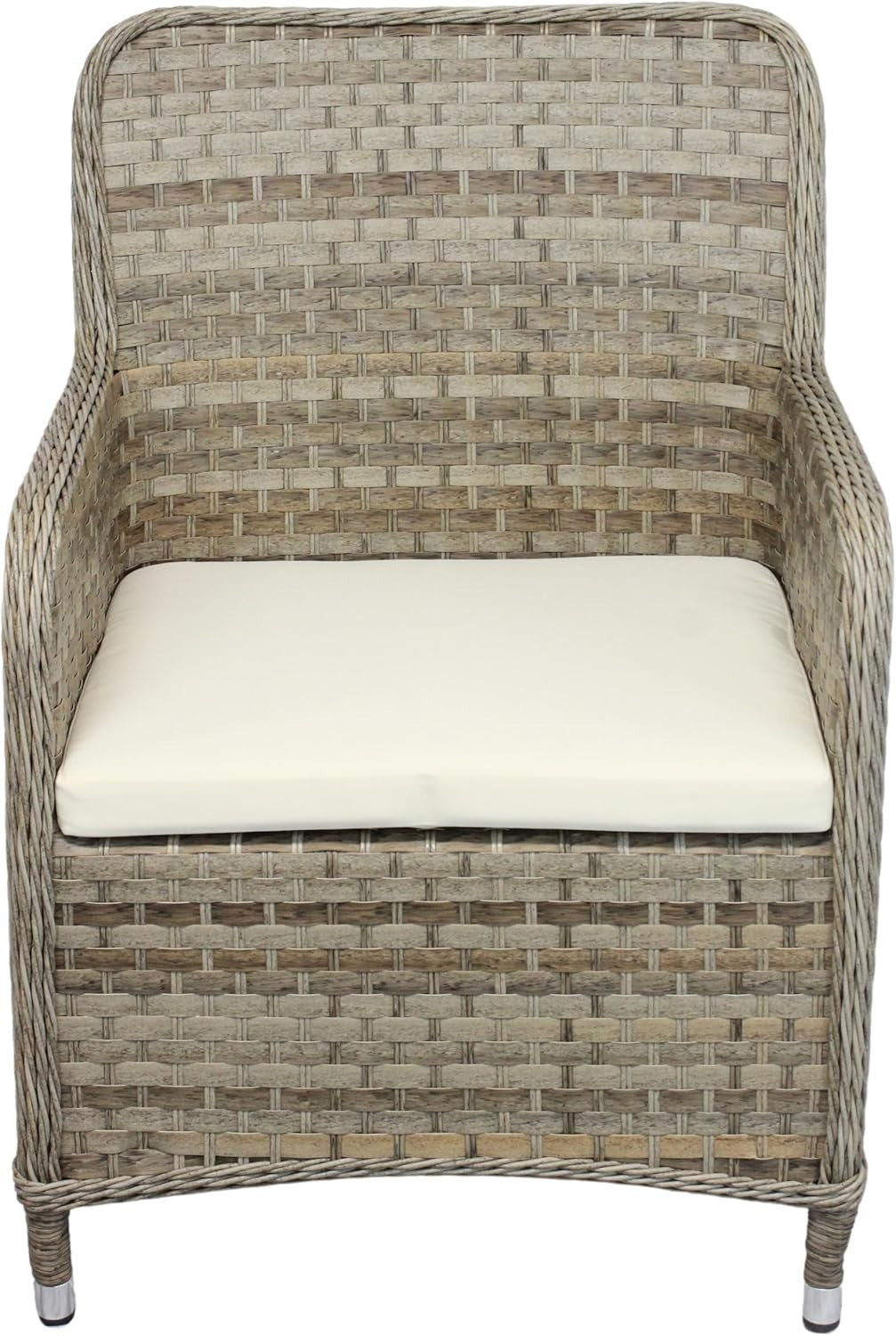 Brown Rattan Tub Armchair With Cushion Outdoor Garden Patio Dining Chair