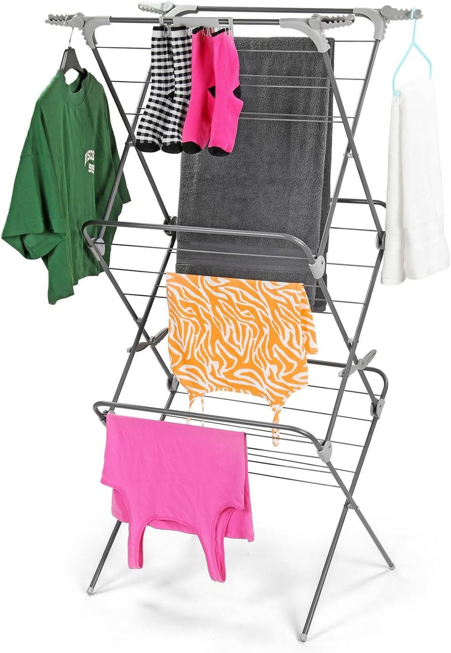 3 Tier Clothes Airer Folding Drying Rack 27m Large Indoor Outdoor Laundry