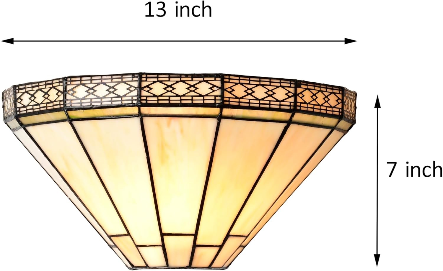 Stained Glass Uplighter Wall Light Vintage Art Deco Style 12x7.5” Living Room