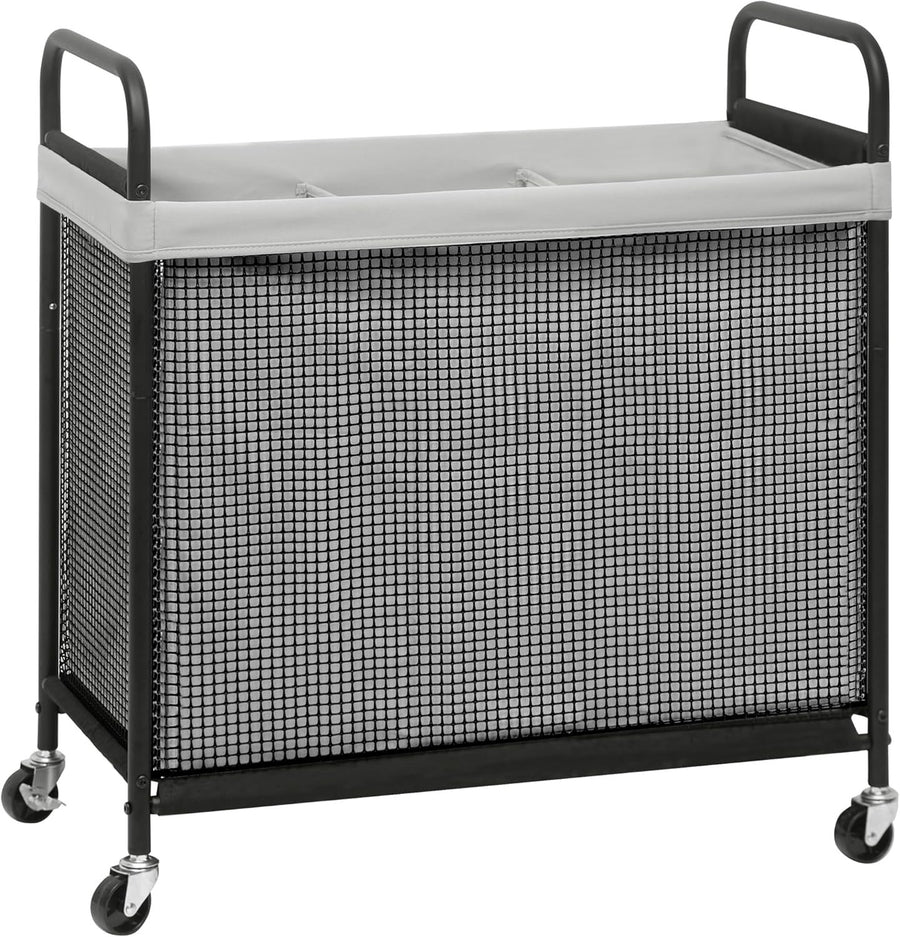 120L 3-Section Laundry Hamper on Wheels | Removable Bags | Rolling Laundry Cart