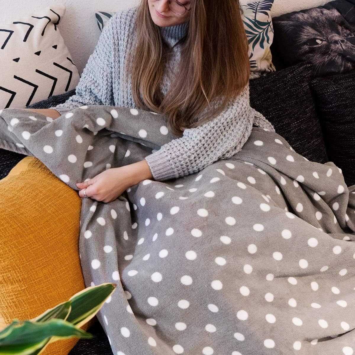 Electric Heated Throw Blanket 3 Heat Settings Auto Off Washable 180x130cm