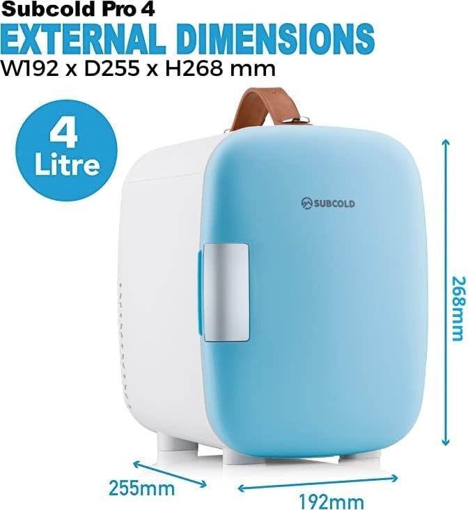 4L Mini Fridge USB & AC Powered Blue Portable Cooler Small