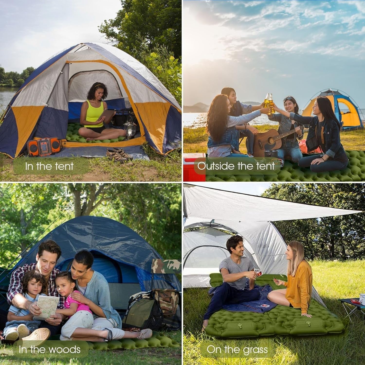 Single Inflatable Camping Mat 195x65x10cm Ultralight with Pillow