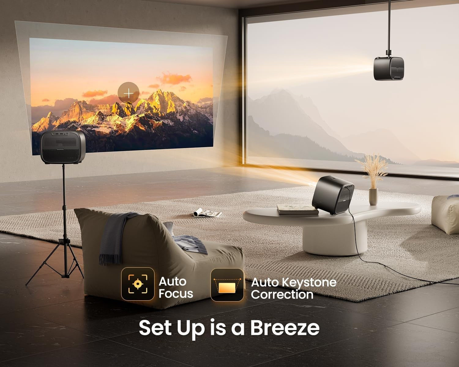 Android TV 1080P Projector 600 ANSI Netflix Dolby HDR 4K Support