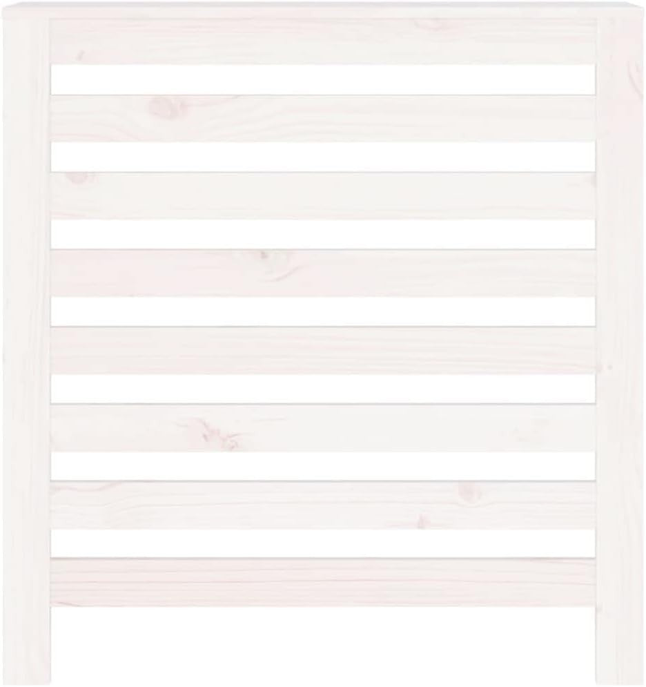 White Radiator Cover Solid Pine Wood Slatted Shelf 79.5x19x84cm