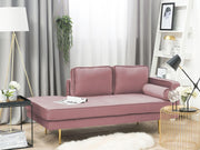 Modern Pink Velvet Chaise Lounge Gold Metal Legs Compact Stylish Seating