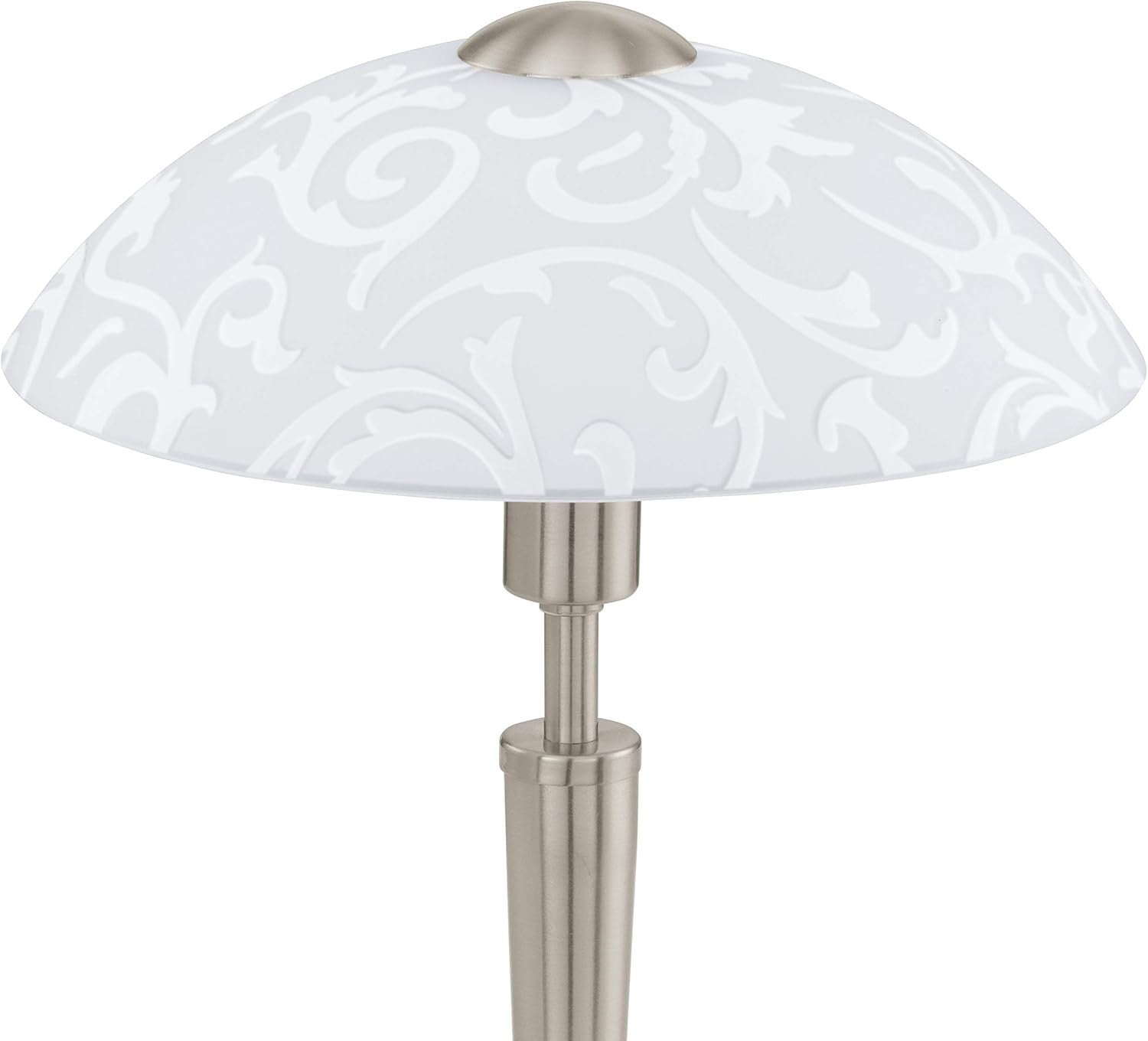 Touch Dimmer Table Lamp Satin Nickel White Glass Bedside Desk Light