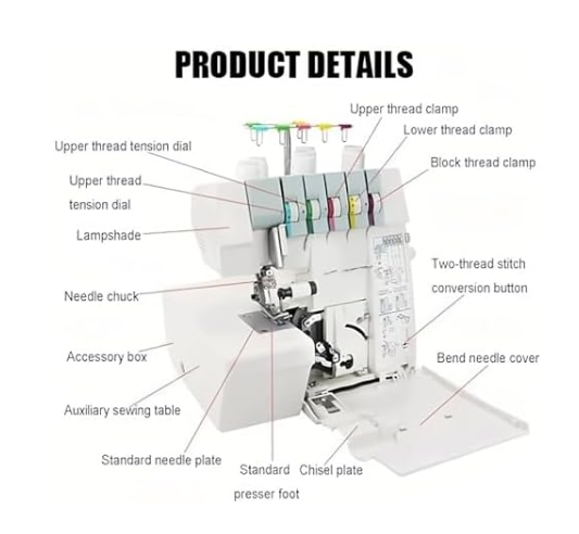 Heavy Duty Overlock Sewing Machine 2 3 4 Thread LED Differential Feed