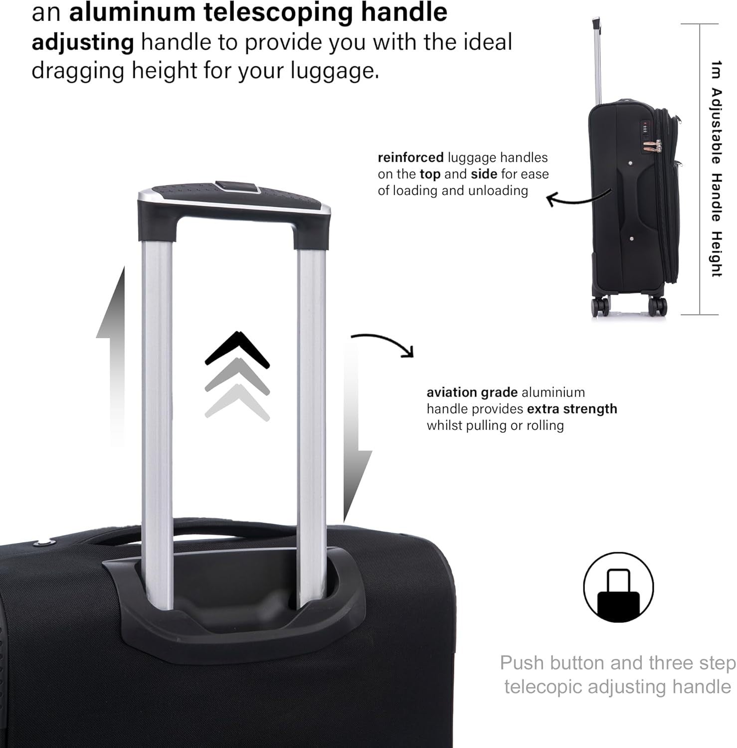 26” Medium Check In Luggage Soft Shell Expandable 4 Wheel Suitcase 78L