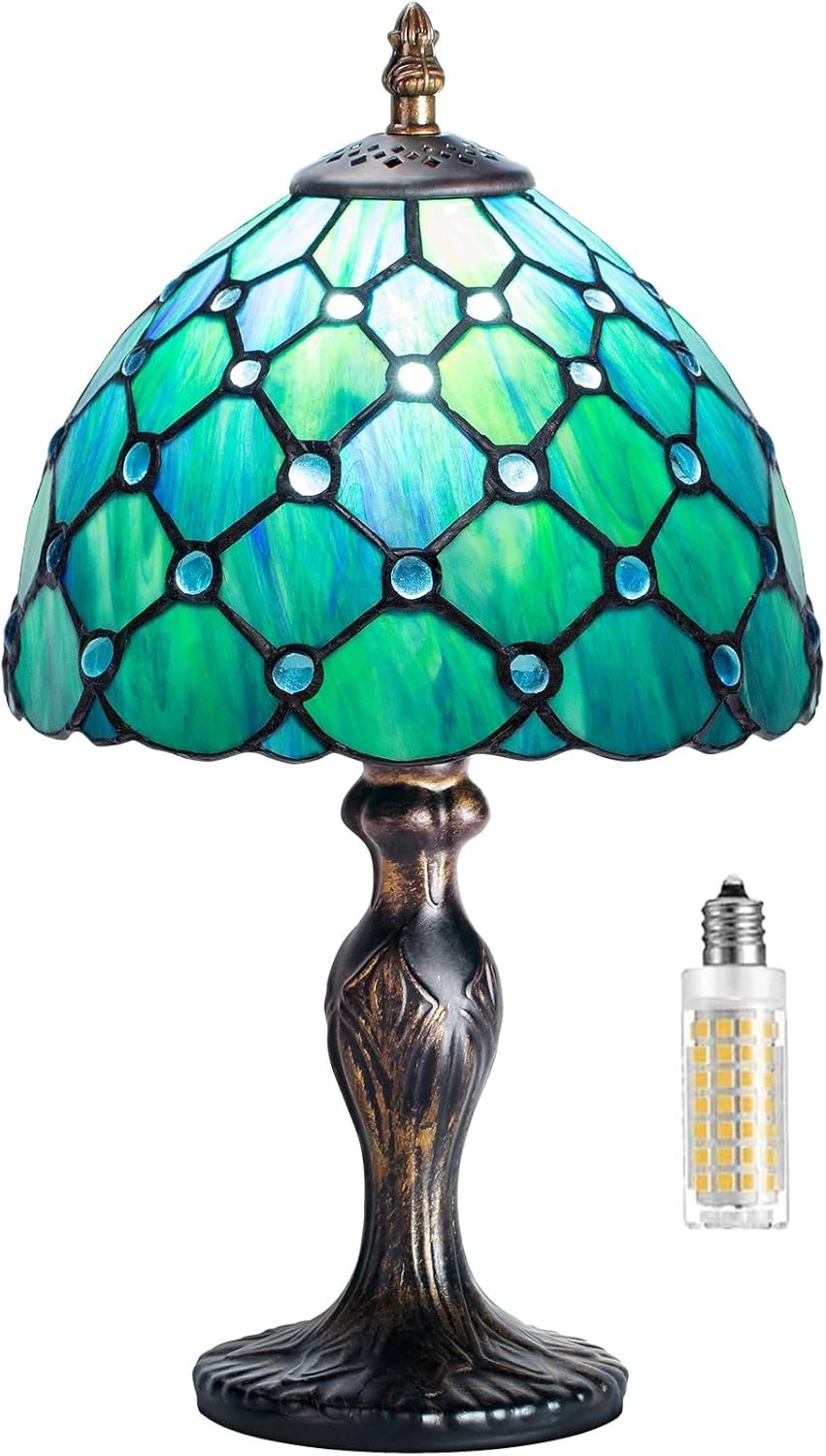 Handmade Stained Glass Table Lamp Vintage Style Bedside Light Warm Glow