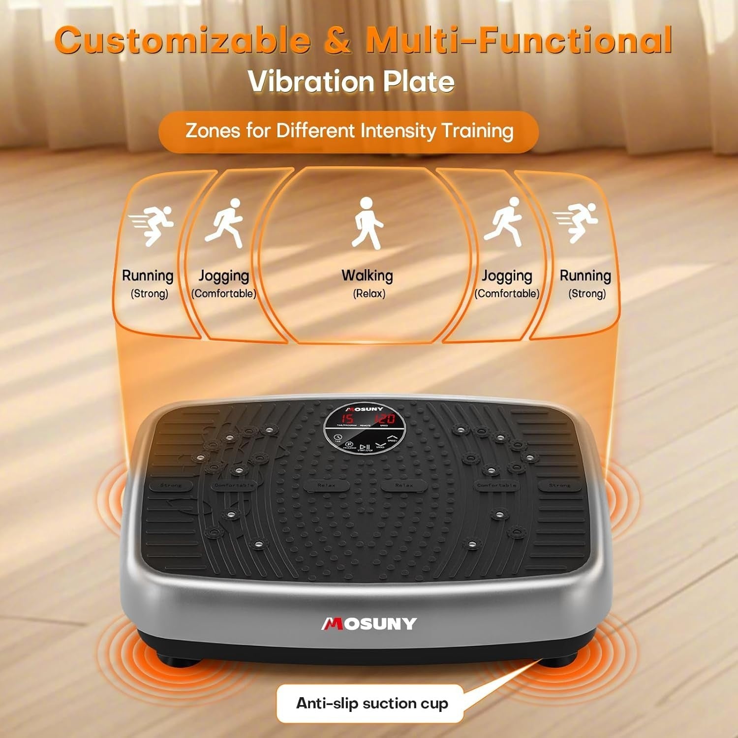 Dual Motor Vibration Plate Exercise Machine 120 Speeds 450LB Slim Body