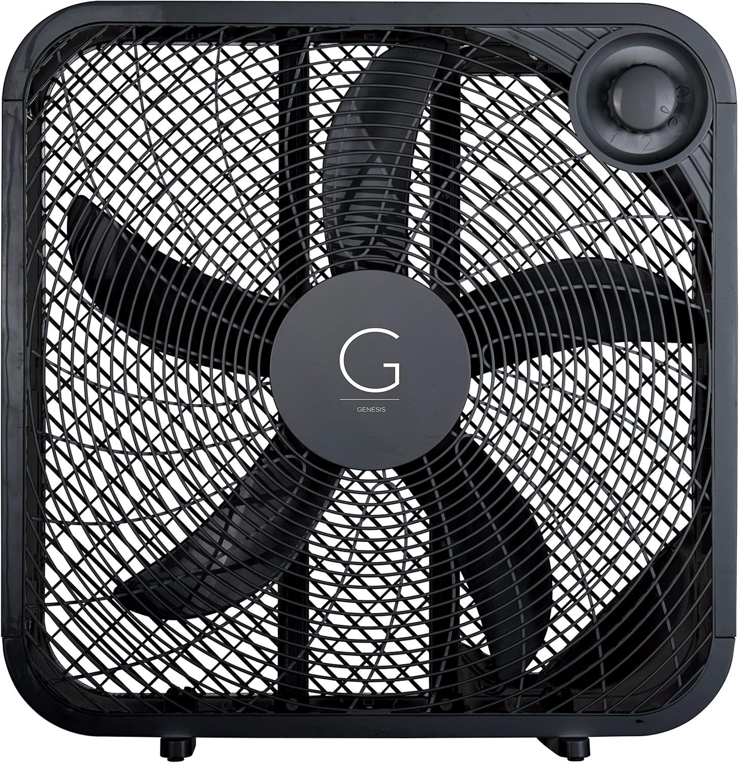 20" Box Fan – High Velocity Floor Cooling Fan 3-Speed Black for Home Office
