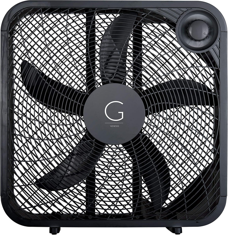 20" Box Fan – High Velocity Floor Cooling Fan 3-Speed Black for Home Office
