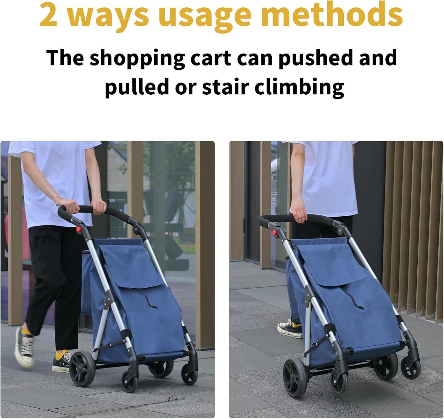4 Wheel Grocery Shopping Trolley 46L | Foldable Aluminium Cart | Insulated Bag