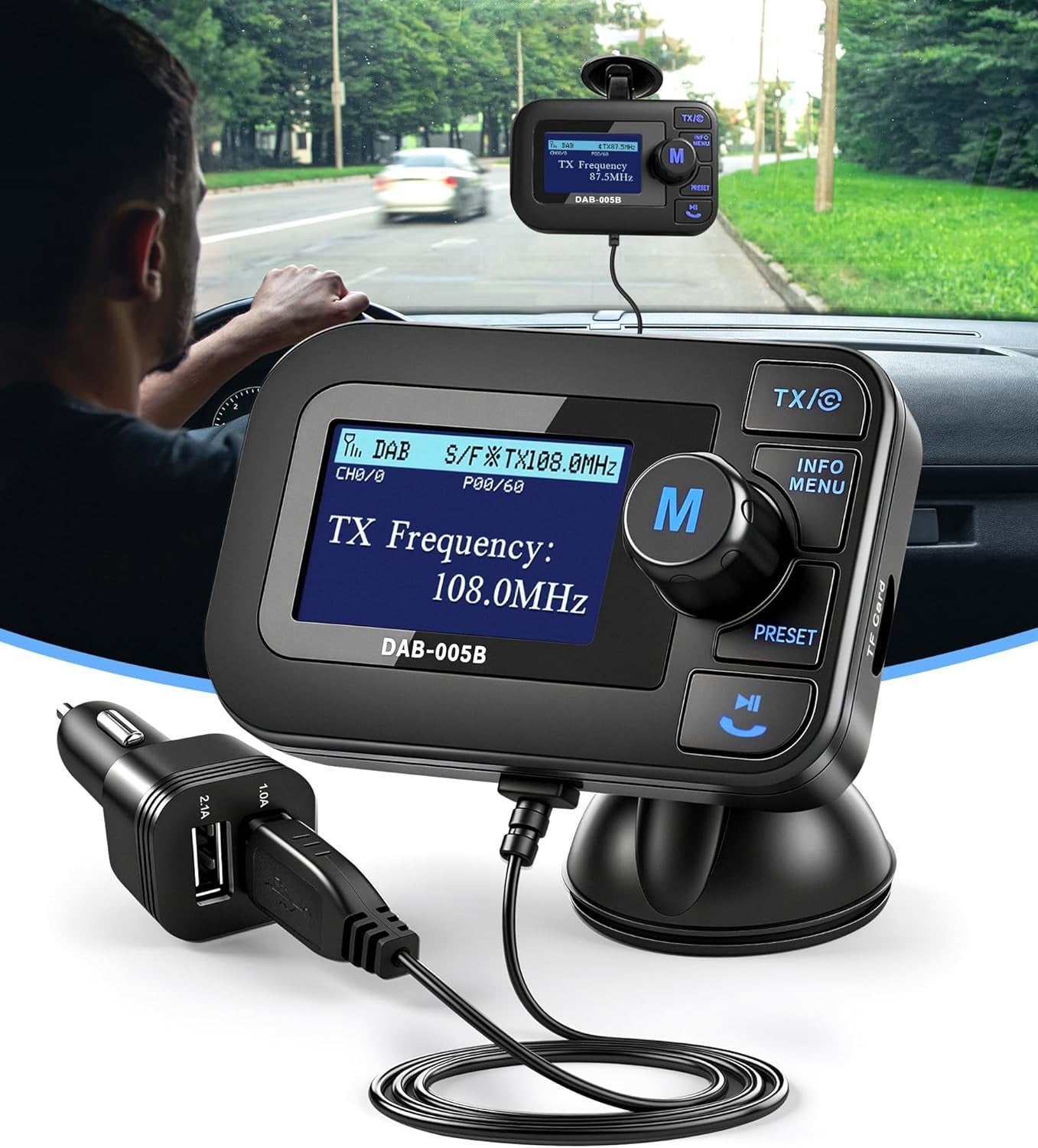 Car DAB/DAB+ Radio Adapter Bluetooth FM Transmitter