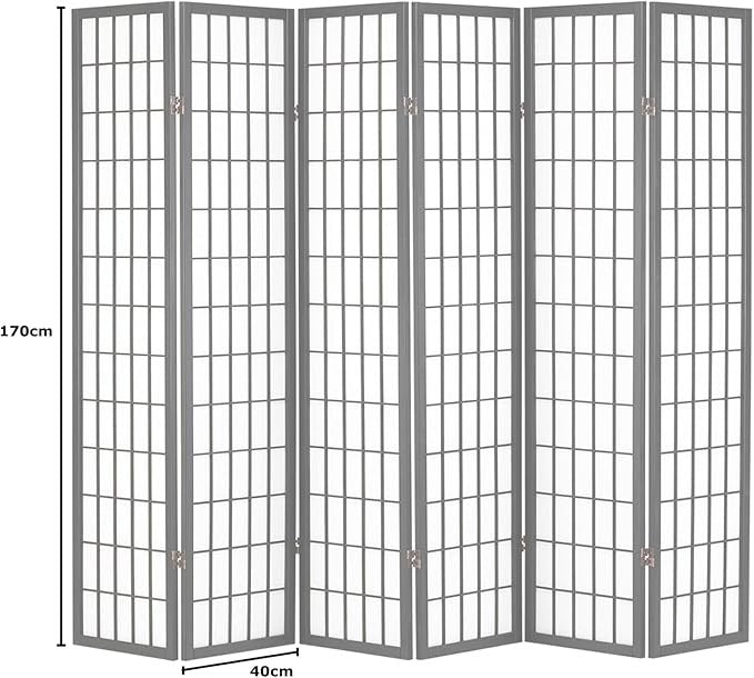 6 Panel Japanese Style Folding Wooden Room Divider – Shoji Privacy Screen